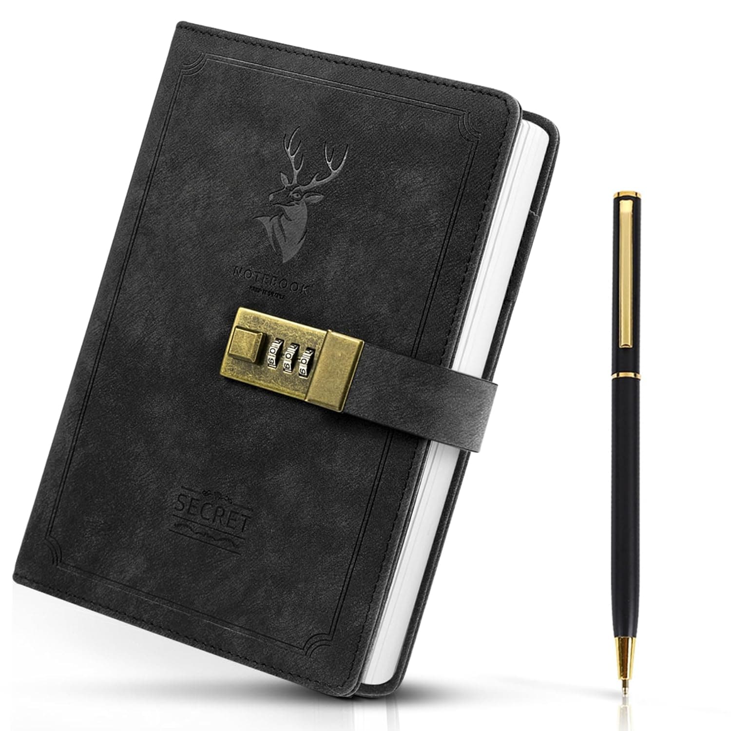 CeroDimo Vintage PU Leather Password-Protected Journal
